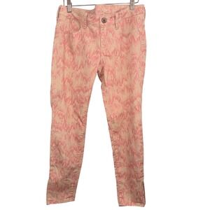 American Eagle Jegging Women 8 Pink Cream Ikat Print Ankle Zip Low Rise Pants